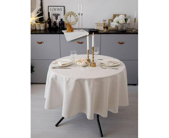 Скатертина кругла кругла D-180 Перлина WhiteT Прованс (037608), Тип: скатертини, Основний колір: білий, Форма скатертини: кругла, Розмір: Ø180, зображення 2