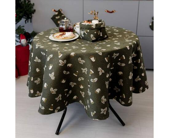 Скатерть круглая D-180 Шапочки на зеленому Прованс (036870), Тип: скатерти, Цвет: зеленый, Форма скатерти: круглая, Размер: Ø180, изображение 3
