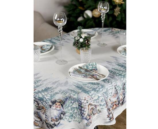 Скатертина овальна 135х180 гобеленова Казкові гноми Прованс (038461), Тип: скатертини, Основний колір: білий, Форма скатертини: овальна, Розмір: 135x180, зображення 3