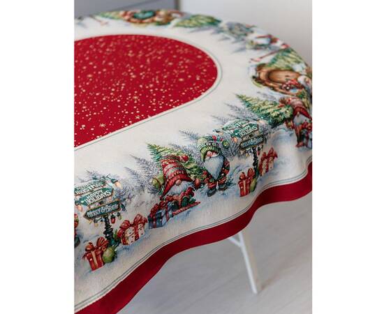 Скатерть овальная 135х240 гобеленовая Різдвяне багаття Прованс (037414), Тип: скатерти, Цвет: красный, Форма скатерти: овальная, Размер: 135x240, изображение 2