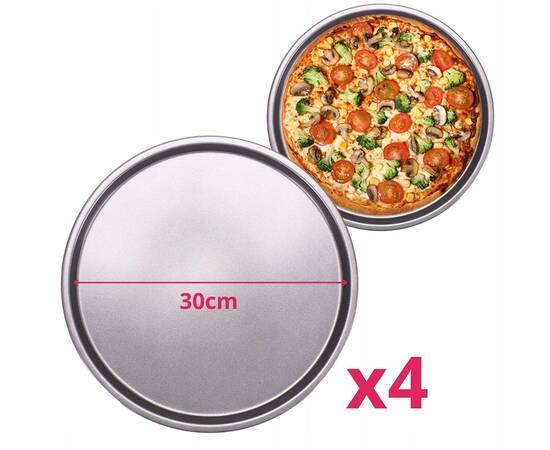 Набор форм 4 шт. для запекания пиццы 30 см из углеродистой стали Kamille (6045), изображение 3