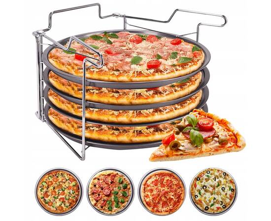 Набор форм 4 шт. для запекания пиццы 30 см из углеродистой стали Kamille (6045), изображение 5