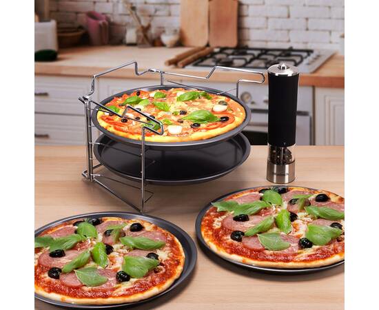 Набор форм 4 шт. для запекания пиццы 30 см из углеродистой стали Kamille (6045), изображение 6