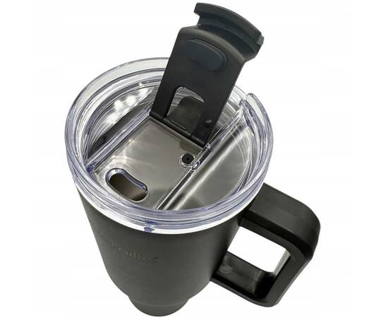 Термокухоль 1200 мл з нержавіючої сталі з трубочкою (чорний) Kamille (2172), зображення 3