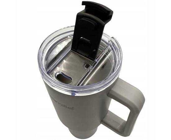 Термокружка 1200 мл из нержавеющей стали с трубочкой (серый) Kamille (2173), изображение 3