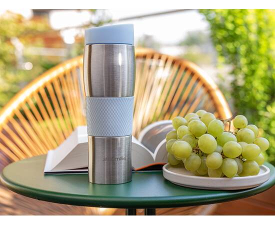 Термокружка 480 мл из нержавеющей стали с TPR-вставкой (ментоловый, голубой, ліловий, серый). Kamille (2161), изображение 5