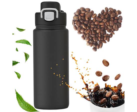 Термокухоль спортивний 600 мл з нержавіючої сталі (чорний) Kamille (2176), зображення 2