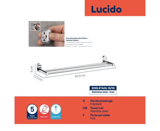 Тримач для рушників KELA Lucido сріблястий 60.5х12.5 см (22684), зображення 3