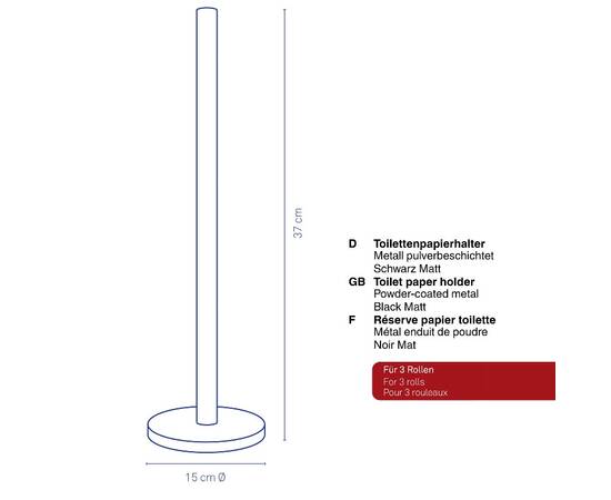 Тримач для туалетного паперу KELA Carta, чорний 37х15 см (22825), зображення 3