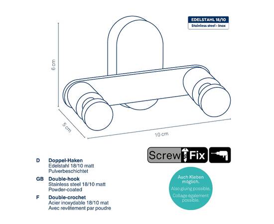 Гачок подвійний KELA Alessio чорний 10х5 см (22748), зображення 3