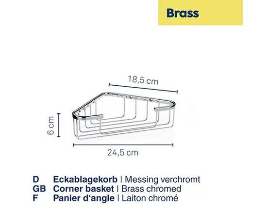 Полиця-сітка кутова у ванну кімнату KELA Brass, срібляста 24.5х18.5 см (21916), зображення 4