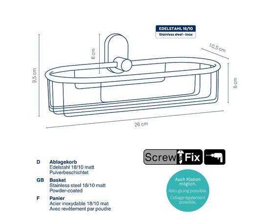 Полиця-сітка у ванну кімнату KELA Alessio чорна, 26х10.5 см (22759), зображення 2