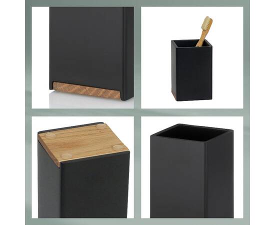 Стакан для зубных щеток KELA Cube черный 7х7х11 см (23687), изображение 4