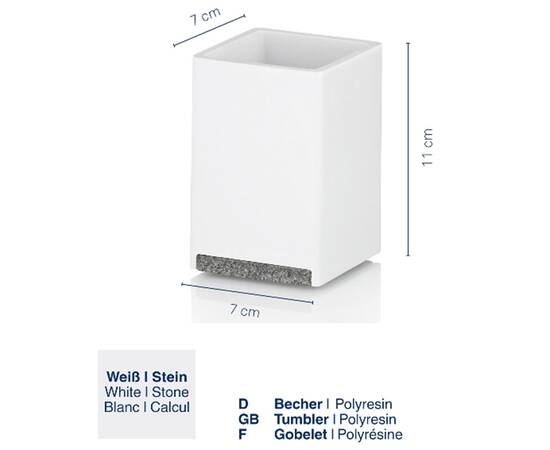 Стакан для зубных щеток KELA Cube белый 7х7х11 см (23692), изображение 3
