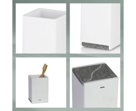 Стакан для зубных щеток KELA Cube белый 7х7х11 см (23692), изображение 4