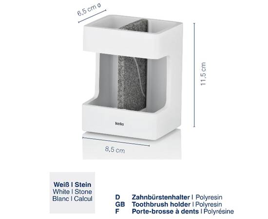 Стакан для зубных щеток KELA Cube белый 8.5х6.5х11.5 см (23693), изображение 3