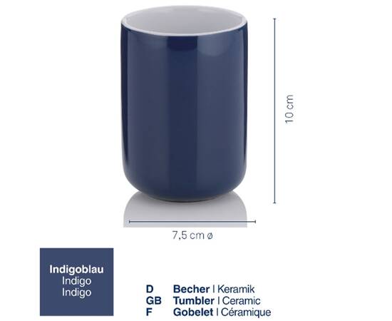 Стакан для зубных щеток KELA Isabella сине-белый 10х7.5 см (20509), изображение 3