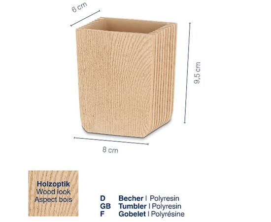 Стакан для зубных щеток KELA Kaiu под дерево 8х6х9.5 см (23683), изображение 3