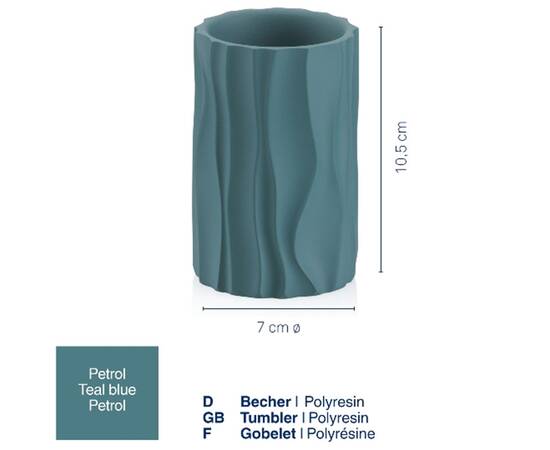 Стакан для зубных щеток KELA Merida бирюзовая 10.5х7 см (23773), изображение 3