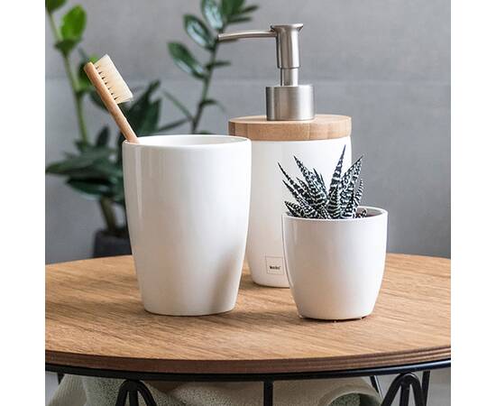 Стакан для зубных щеток KELA Natura белый 10.5х8 см (18588), изображение 2