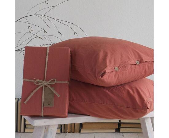 Комплект простынь 160х200х30 с наволочками 50х70 (2 шт) STONEWASHED TERRA COTTA (200396), Цвет: терракотовый, Тип: наборы простынь + наволочки, Размер: 160x200x30, изображение 2