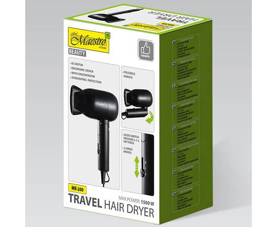 Фен дорожній Maestro 1500 Вт DC двигун (MR200), зображення 4