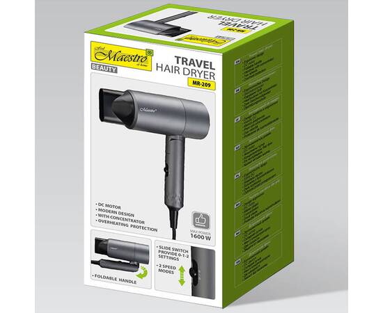 Фен дорожній Maestro 1600 Вт DC двигун (MR209), зображення 4