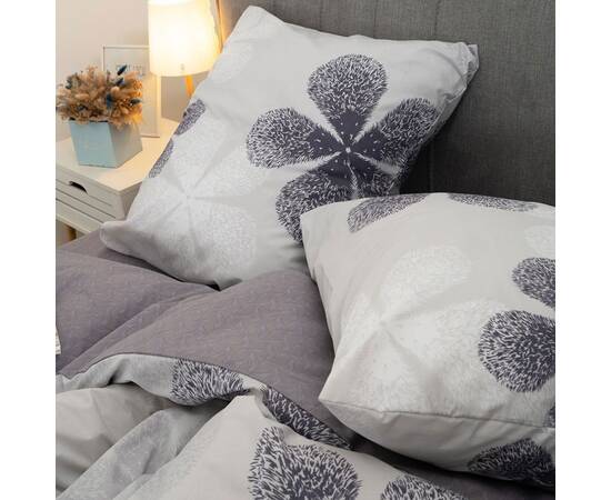 Постільна білизна 24269 ранфорс 200х220 з простирадлом на резинці 160х200 Вілюта, Розмір: двоспальний євро 200х220, Основний колір: сірий, зображення 2