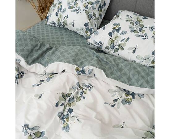 Постельное белье 24320 ранфорс 200х220 с простынью на резинке 160х200 Вилюта, Размер: двуспальный евро 200х220, Основной цвет: зеленый, изображение 3