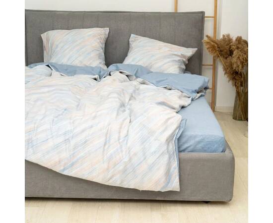 Постільна білизна 755 сатин твілл 200х220 (70х70) Вілюта, Розмір: двоспальний євро 200х220, Основний колір: блакитний, зображення 3