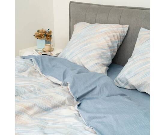 Постільна білизна 755 сатин твілл 200х220 (70х70) Вілюта, Розмір: двоспальний євро 200х220, Основний колір: блакитний, зображення 4