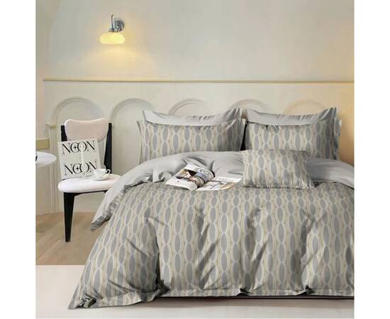 Постільна білизна 757 сатин твілл 2шт(143х210) Вілюта, Розмір: сімейний 2шт(145x210), Основний колір: сірий, зображення 3