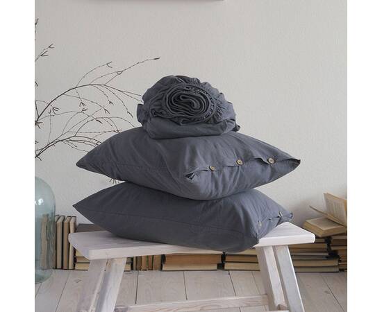 Комплект простирадла 180х200х30 з наволочками 50х70 (2 шт) STONEWASHED ANTHRACITE (200405), Колір: антрацитовий, Тип: набори простирадла + наволочки, Розмір: 180x200x30, зображення 2