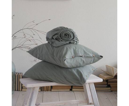 Комплект простирадла 180х200х30 з наволочками 50х70 (2 шт) STONEWASHED FRENCH GREEN (200404), Колір: зелений, Тип: набори простирадла + наволочки, Розмір: 180x200x30, зображення 2