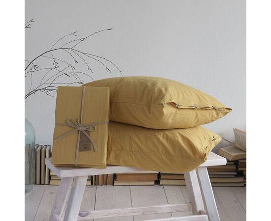 Комплект простирадла 180х200х30 з наволочками 50х70 (2 шт) STONEWASHED GOLDEN YELLOW (200401), Колір: жовтий, Тип: набори простирадла + наволочки, Розмір: 180x200x30, зображення 2