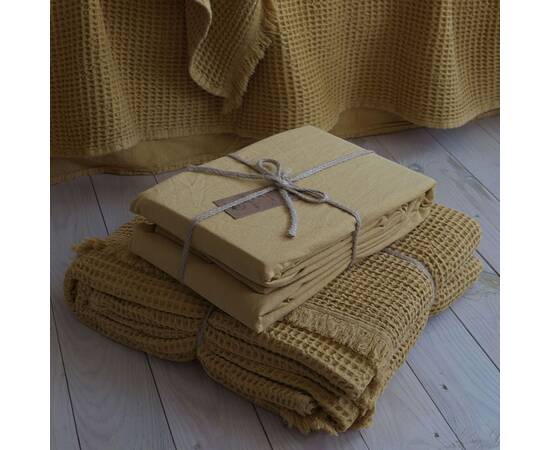Комплект простирадла 180х200х30 з наволочками 50х70 (2 шт) STONEWASHED GOLDEN YELLOW (200401), Колір: жовтий, Тип: набори простирадла + наволочки, Розмір: 180x200x30, зображення 3