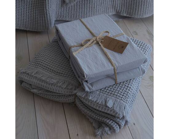 Комплект простирадла 180х200х30 з наволочками 50х70 (2 шт) STONEWASHED PEARL GRAY (200403), Колір: сірий, Тип: набори простирадла + наволочки, Розмір: 180x200x30, зображення 3