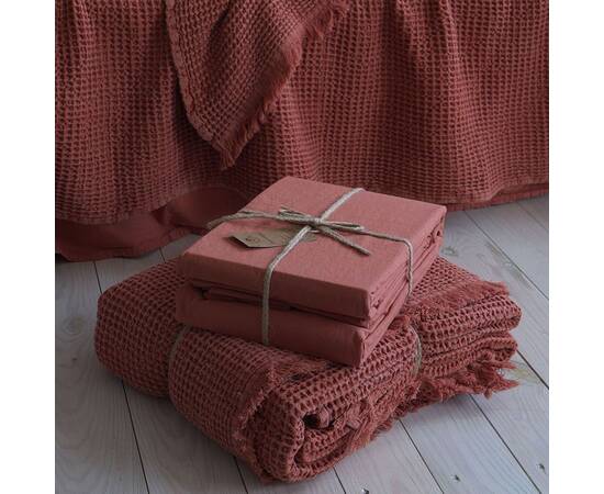 Комплект простирадл 180х200х30 з наволочками 50х70 (2 шт) STONEWASHED TERRA COTTA (200402), Колір: теракотовий, Тип: набори простирадла + наволочки, Розмір: 180x200x30, зображення 3