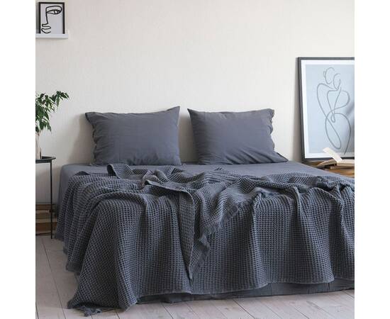 Комплект простирадла 240х260 з наволочками 50х70 (2 шт) STONEWASHED ANTHRACITE (200393), Колір: антрацитовий, Тип: набори простирадла + наволочки, Розмір: 240x260, зображення 2