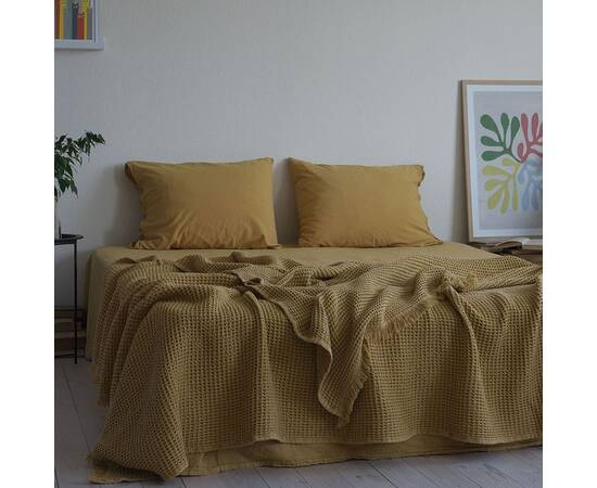 Комплект простирадла 240х260 з наволочками 50х70 (2 шт) STONEWASHED GOLDEN YELLOW (200389), Колір: жовтий, Тип: набори простирадла + наволочки, Розмір: 240x260, зображення 3