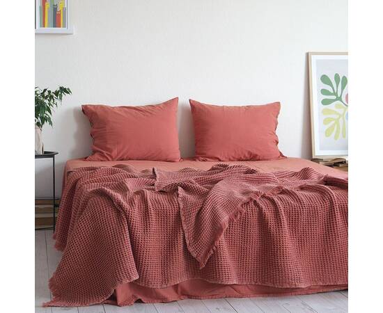 Комплект простынь 240х260 с наволочками 50х70 (2 шт) STONEWASHED TERRA COTTA (200390), Цвет: терракотовый, Тип: наборы простынь + наволочки, Размер: 240x260, изображение 3