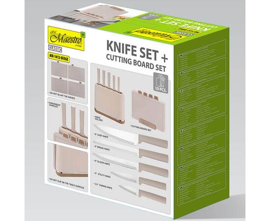 Набір ножів та обробних дощок Maestro (10 пр) (MR1412-BEIGE), зображення 8